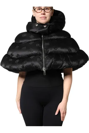 Dolce & Gabbana Jakke, Dame, Sort, XS, Uld, Sort Puffer Hættejakke