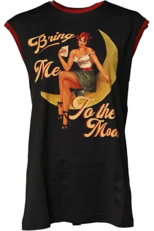 Dolce & Gabbana Top, Dame, Sort, XS, Bomuld, Grafisk Print Tank Top