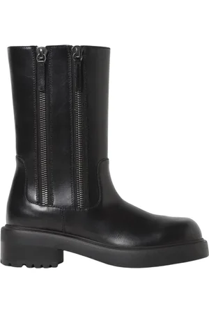 Giuseppe Zanotti Sko, Dame, Sort, 37 EU, Læder, Sort Læder Ankelstøvler Dobbelt Lynlås