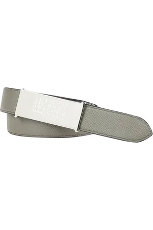 Maison Margiela Tilbehør, Herre, Grå, 80 CM, Læder, Omvendt læderbælte med logoprint