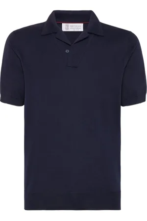 Brunello Cucinelli Top, Herre, Blå, 2XL, Navy Polo Sweater