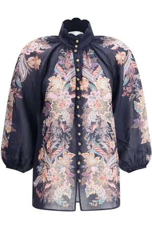 ZIMMERMANN Bluser & Skjorter, Dame, Blå, M, Bluse med Paisley-mønster