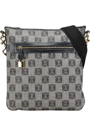 Loewe Pre-owned, Dame, Grå, ONE SIZE, Uld, Pre-owned Canvas skuldertasker