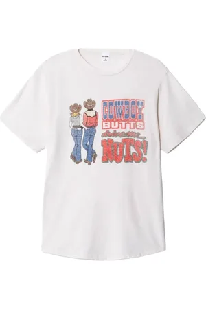 RE/DONE Top, Dame, Hvid, XS, Vintage Cowboy Butts T-shirt til kvinder