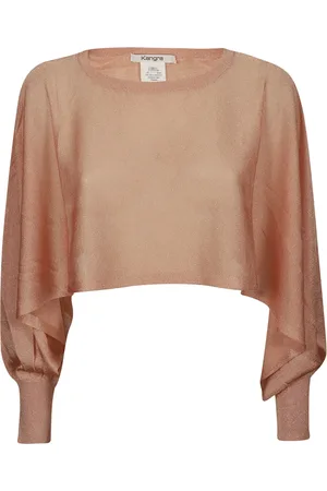 KANGRA CASHMERE Strik, Dame, Brun, S, Kort lyserød viskose top