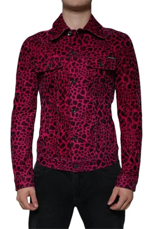 Dolce & Gabbana Jakke, Herre, Flerfarvet, M, Bomuld, Fuchsia Leopard Button Down Collared Jacket