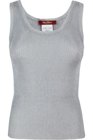Max Mara Top, Dame, Grå, XS, Sølv T-shirts og Polos