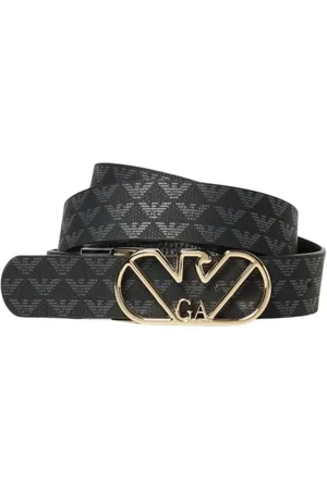 Emporio Armani Tilbehør, Dame, Sort, 100 CM, Læder, Sort Logo Læderbælte