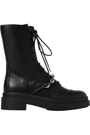 Jimmy Choo Sko, Dame, Sort, 37 1/2 EU, Læder, Sorte Kædedetalje Ankelstøvler