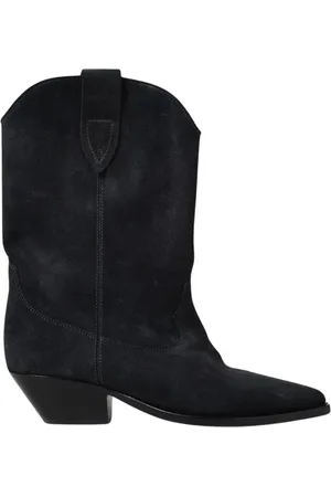 Isabel Marant Sko, Dame, Sort, 36 EU, Læder, Beige Ruskind Cowboy Støvler Spidse Tå