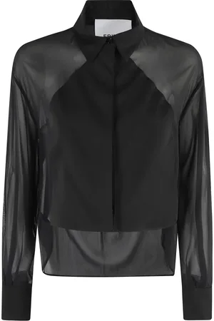 ERIKA CAVALLINI Bluser & Skjorter, Dame, Sort, XS, Sort Asymmetrisk Kort Skjorte
