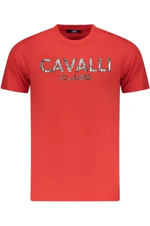 Roberto Cavalli Top, Herre, Rød, 2XL, Denim, T-shirt med fedt print