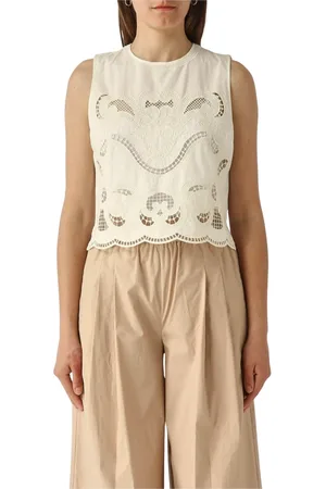 Twin-Set Top, Dame, Hvid, XS, Bomuld, Bomuldssleeveless top med broderi
