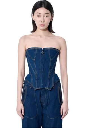 Vivienne Westwood Top, Dame, Blå, XS, Bomuld, Orb Hardware Panel Konstruktion Korset