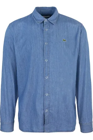 Lacoste Skjorte, Herre, Blå, L, Bomuld, Blå Bomuld Denim Skjorte