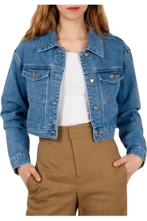 Kaos Jakke, Dame, Blå, M, Denim, Denim Crop Jakke Rp6Mp013