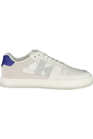 Calvin Klein Sko, Herre, Hvid, 43 EU, Polyester, Hvide Polyester Sneakers med Kontrastdetaljer