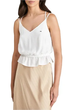 Tommy Hilfiger Top, Dame, Hvid, XS, V-Neck Viskose Tank Top