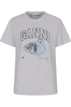 Ganni Top, Dame, Hvid, XS, Bomuld, Hvid Duckie Afslappet T-shirt