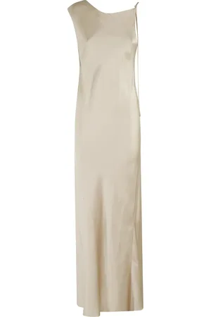 ALYSI Kjole, Dame, Gul, M, Satin, Creme Satin Asymmetrisk Kjole