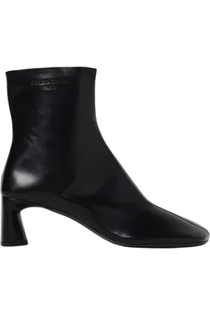 Balenciaga Sko, Dame, Sort, 37 EU, Læder, Sort Læder Ankelstøvler Blokhæl