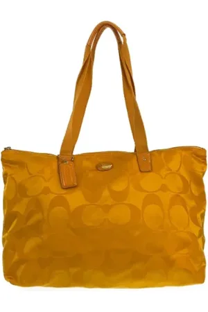 Coach Pre-owned, Dame, Gul, ONE SIZE, Uld, Pre-owned Canvas skuldertasker