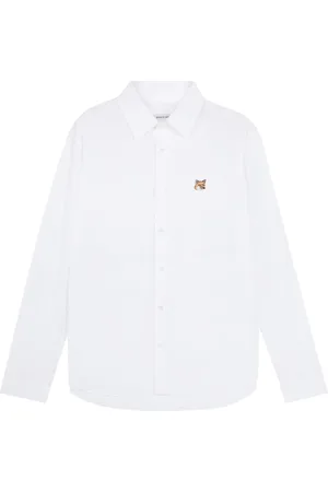 Maison Kitsuné Skjorte, Herre, Hvid, S, Bomuld, Klassisk hvid skjorte med Fox Head-logo