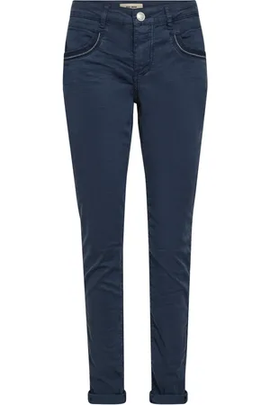 Mos Mosh Bukser, Dame, Blå, W29, Bomuld, Tapered Treasure Pant med broderi