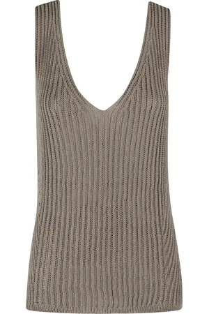 Max Mara Top, Dame, Grå, M, Bomuld, Taupe Bomuld Tank Top