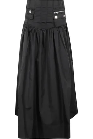 Ganni Nederdel, Dame, Sort, S, Nylon, Sort Lang Lomme Nederdel