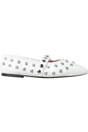 Stella McCartney Sko, Dame, Hvid, 38 EU, Læder, Hvide Studded Ballerina Flats