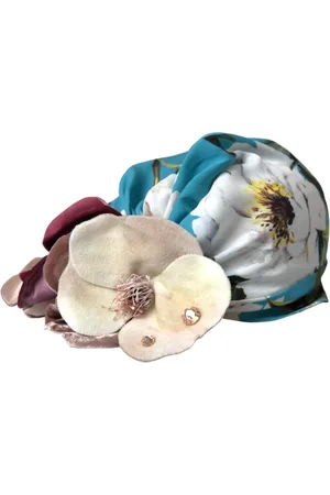 Dolce & Gabbana Tilbehør, Dame, Flerfarvet, ONE SIZE, Blå Blomstret Turban Hoved Hat Kvinder