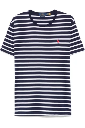 Ralph Lauren Top, Herre, Blå, L, Bomuld, Blå Stribet Crewneck T-shirt