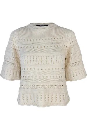 Max Mara Strik, Dame, Hvid, L, Bomuld, Bomuldshættetrøjer og sweatshirts
