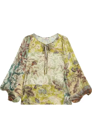 Oltre Bluser & Skjorter, Dame, Grøn, XL, Satin, Fantasi bluse i satin