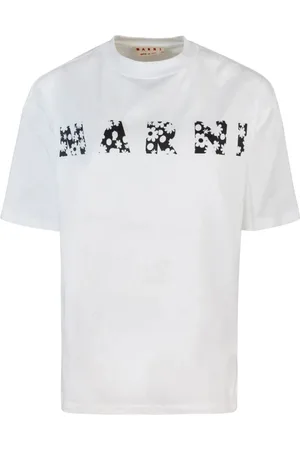 Marni Top, Dame, Hvid, XS, Bomuld, Hvid Logo Print Boxy T-shirt
