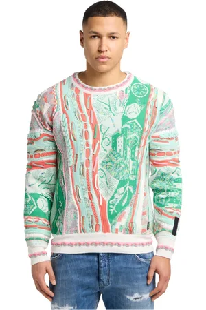 Carlo Colucci Strik, Herre, Flerfarvet, L, Moderne Jacquard Strik Trøje