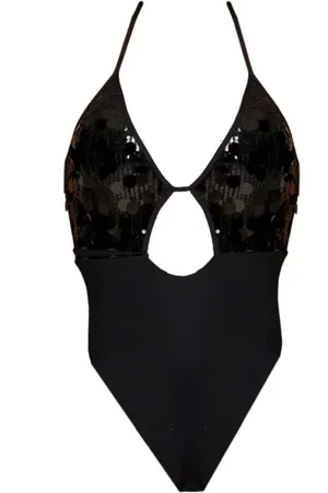 4GIVENESS Badetøj, Dame, Sort, S, Uld, Sort Monokini med Pailletter