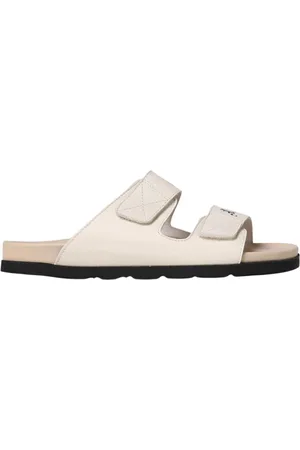 Palm Angels Sko, Herre, Hvid, 40 EU, Læder, Hvide Læder Slide Sandaler