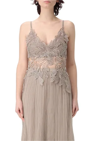Alberta Ferretti Top, Dame, Brun, S, Macrame Foliage Kjole