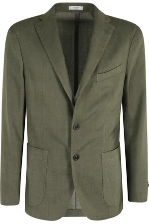 Boglioli Jakke, Herre, Grøn, XL, Uld, Grøn Piquet Uld Blazer