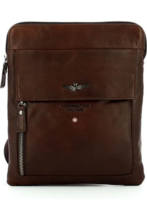 Aeronautica Militare Taske, Herre, Brun, ONE SIZE, Læder, Slank læder crossbody taske med justerbar rem