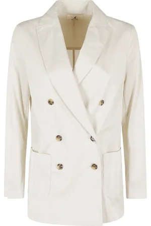 MYTHS Jakke, Dame, Hvid, L, Bomuld, Creme Bomuld Blazer Dobbelt-Breasted
