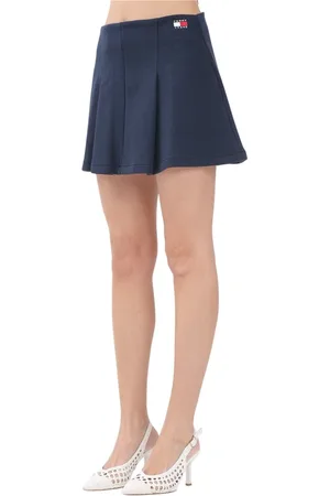 Tommy Hilfiger Nederdel, Dame, Blå, M, Bomuld, Blå Flare Mini Nederdel