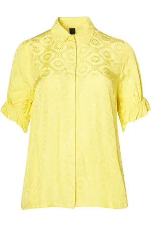 ADIA Bluser & Skjorter, Dame, Gul, S, Tyl, Emmilie Lemon Fizz Bluse med Broderi