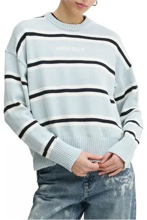 Guess Strik, Dame, Flerfarvet, XL, Bomuld, Stribet Bomuldssweater - Blå