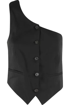 ERIKA CAVALLINI Jakke, Dame, Sort, XS, Uld, Sort Enskulders Vest med Knapper