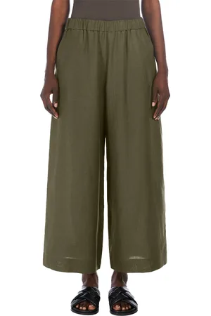 Max Mara Bukser, Dame, Grøn, 3XS, Linned, Grøn Linned Cropped Bukser