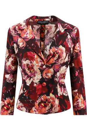 Dolce & Gabbana Jakke, Dame, Flerfarvet, L, Uld, Blazer med Peonie Flower print