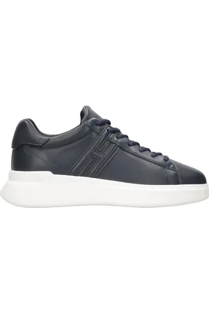 Hogan Sko, Herre, Blå, 40 1/2 EU, Læder, Blå Læder Sneakers med Præget H